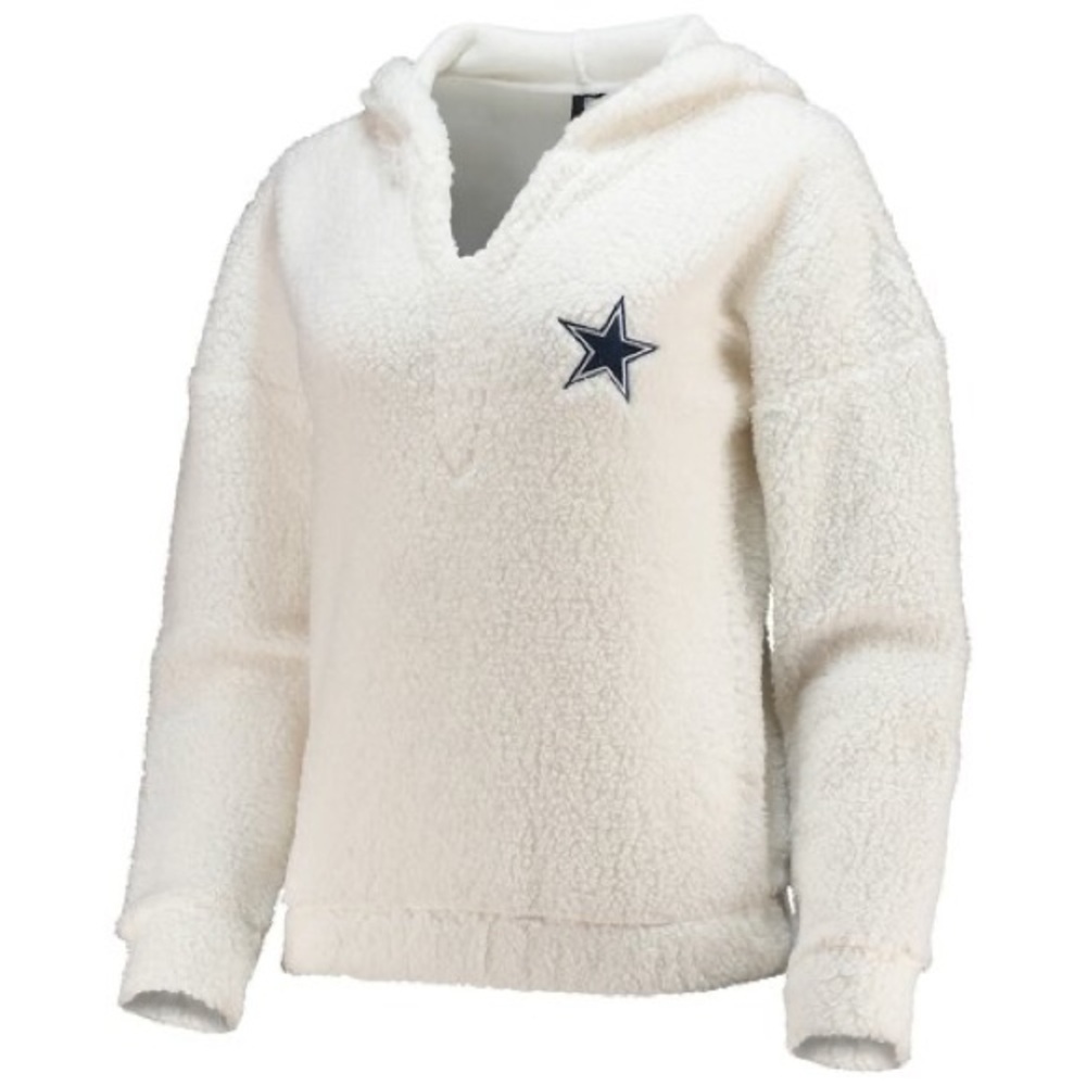Dallas Cowboys Sherpa Hoodie NFL Team Apparel White Fuzzy Pullover M